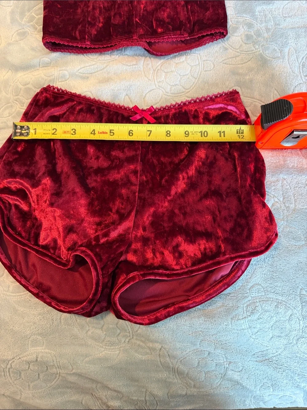 Fashion Nova Velvet Burgundy Two-Piece Sleep Set - Cropped Cami & Lounge Shorts